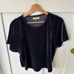 Madewell Velvet Cropped blue top